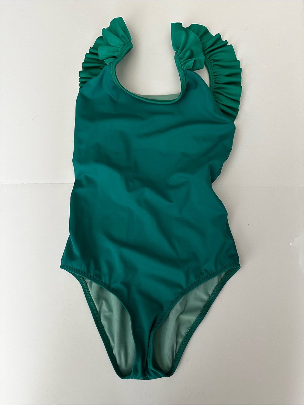 Lison Paris Bora Bora Girls Green Ruffle Shoulder One-Piece Swimsuit 10 years